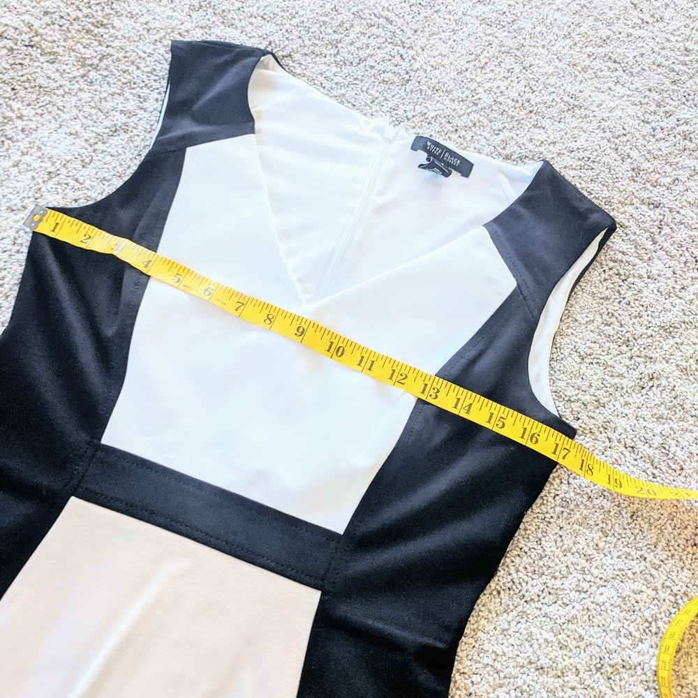 White House Black Market Black, White & Beige Colorblock Sheath Dress - Picture 7 of 8